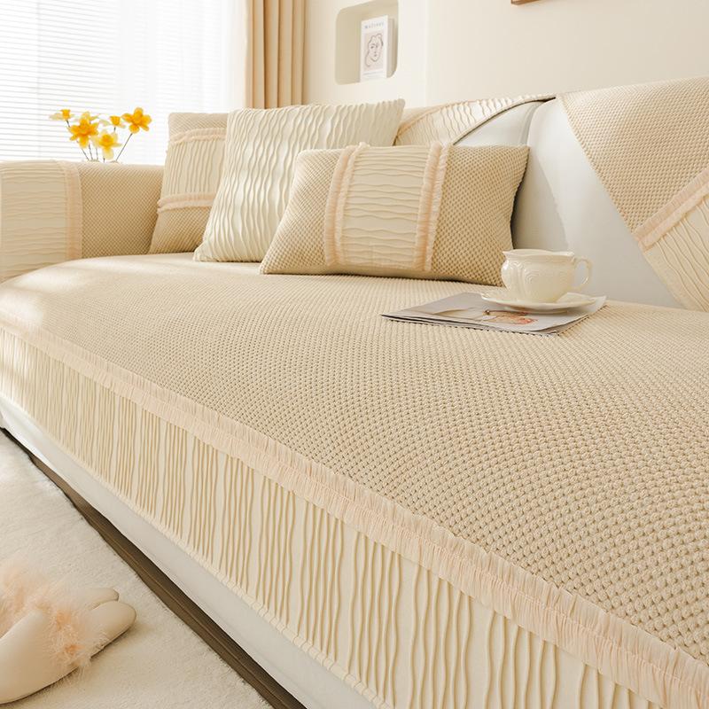 New French Cream Style Sofa Cushion Four Seasons Universal New Non-Slip Leather Sofa Cushion Sets Cover Cloth