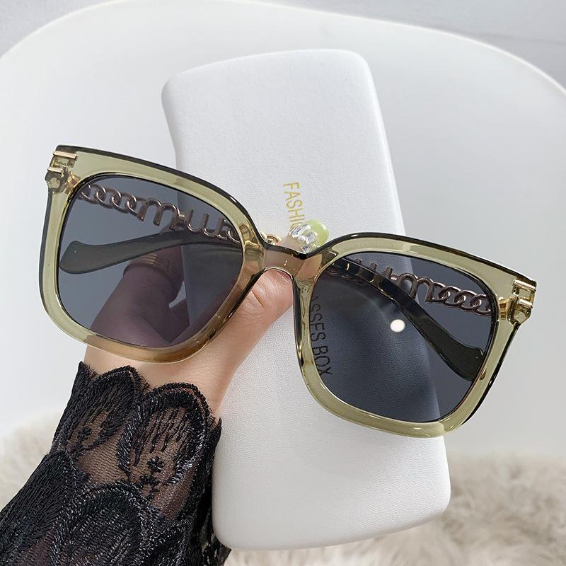

1Pc Fashion Women S Goggles Large Frame Square Chain Leg Sunshade Glasses Sunscreen Sunglasses Outdoor Travel Glasses