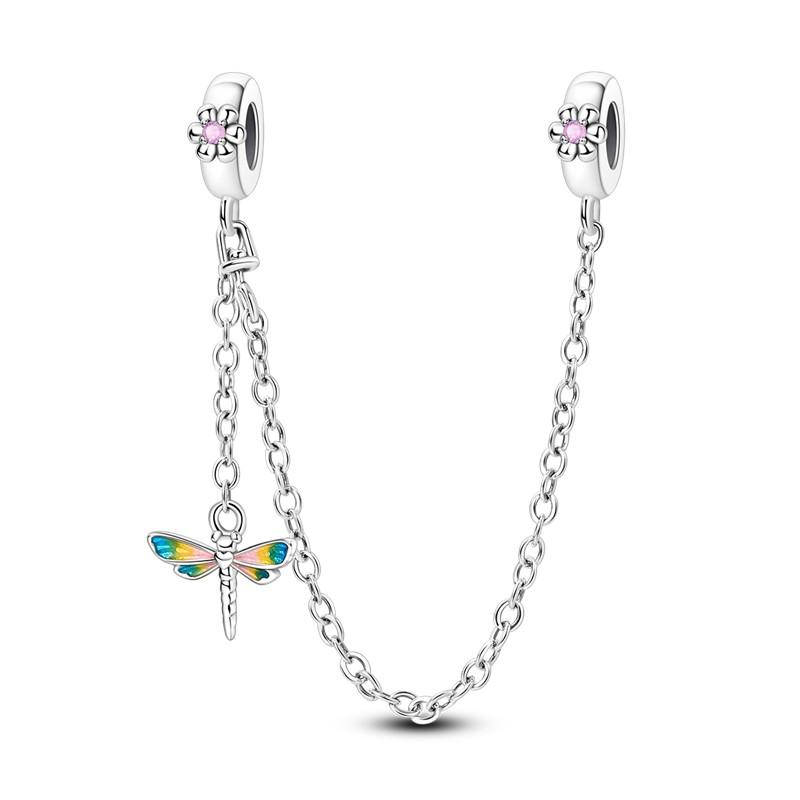 Sparkling Clear Copper Safety Chain Copper Safety Chain Charm Beads Fit Original Pandora Bracelet Diy Jewelry