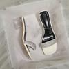 Slippers Outer Wear Summer Shoes Medium Heel Thick Heel Crystal Transparent Word with Cool Slippers