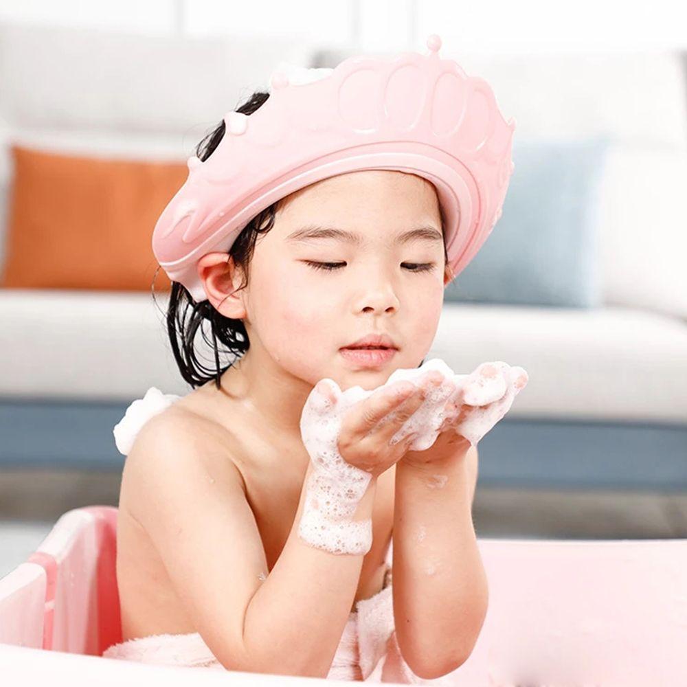

Protection Children Solid Color Shower Head Cover Crown Shape Wash Hair Shield Hat Baby Shampoo Cap розовый