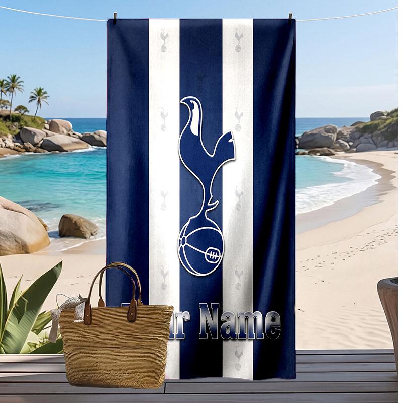 Tottenham Hotspur FC Personalisiertes Bedrucktes Strandtuch Fußballlogo Unterstützung Benutzerdefinierter Name Text Absorbierendes Handtuch Für Sport Reisen Besonderes Geschenk
