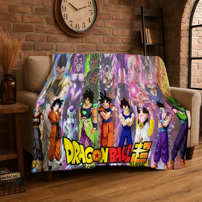 Cartoon D-Dragon Ball Anime Game Flannel Blanket Soft Warm Throw Blanket for Bedroom Living Room Bed Travel Camping Picnic Kid