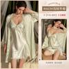 Sexy women's pajamas premium pure lace suspender nightdress with chest pad long-sleeved loungewear set