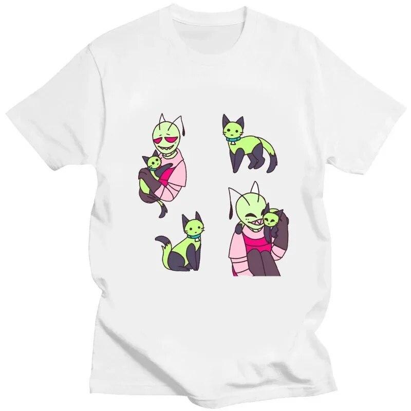 Kawaii Invader Zim Graphic TShirt Happy Hug Ready Zim Image Cute Cartoon T Shirt Unisex Women Retro T Shirt Oversized T Shirt