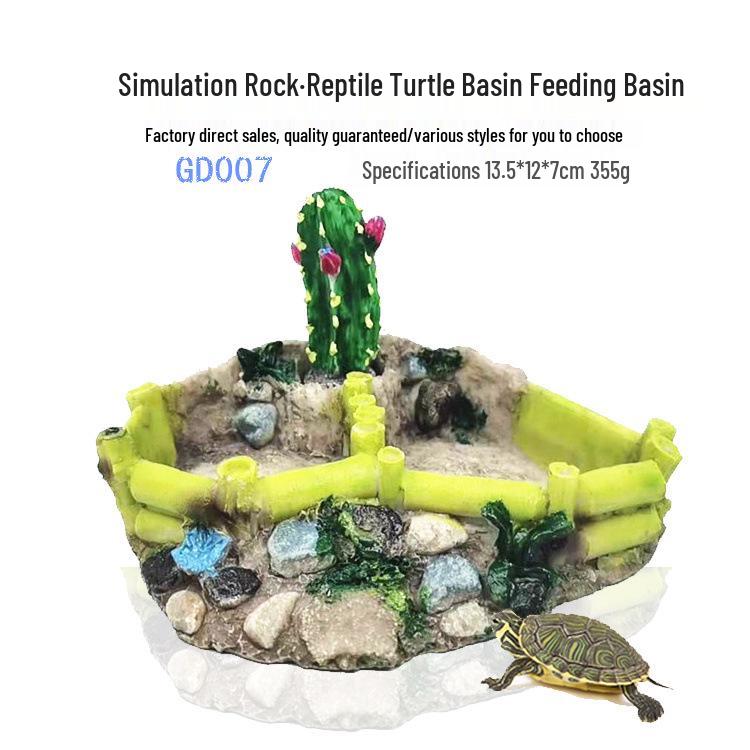 Resin Reptile & Turtle Water and Food Basin - Small Round Feeder Dish
