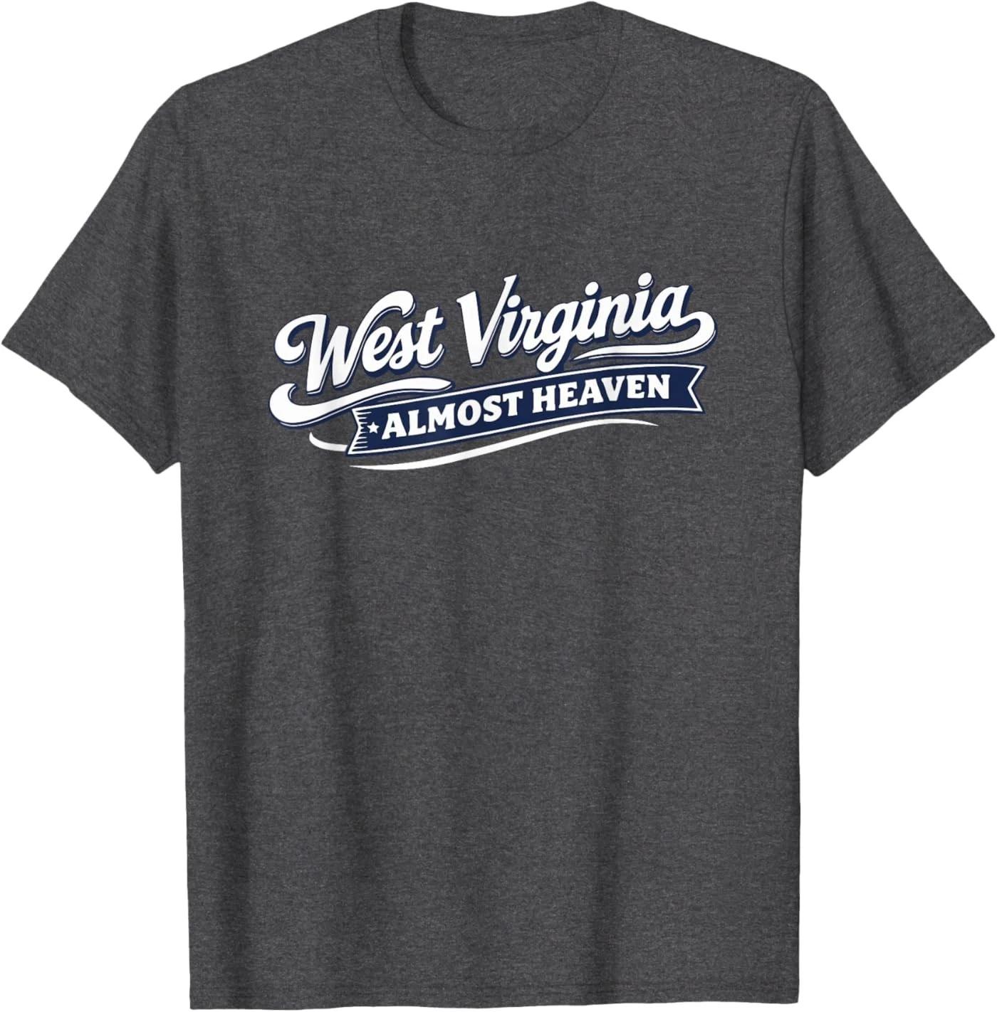 Retro West Virginia Script with Almost Heaven T-Shirt S