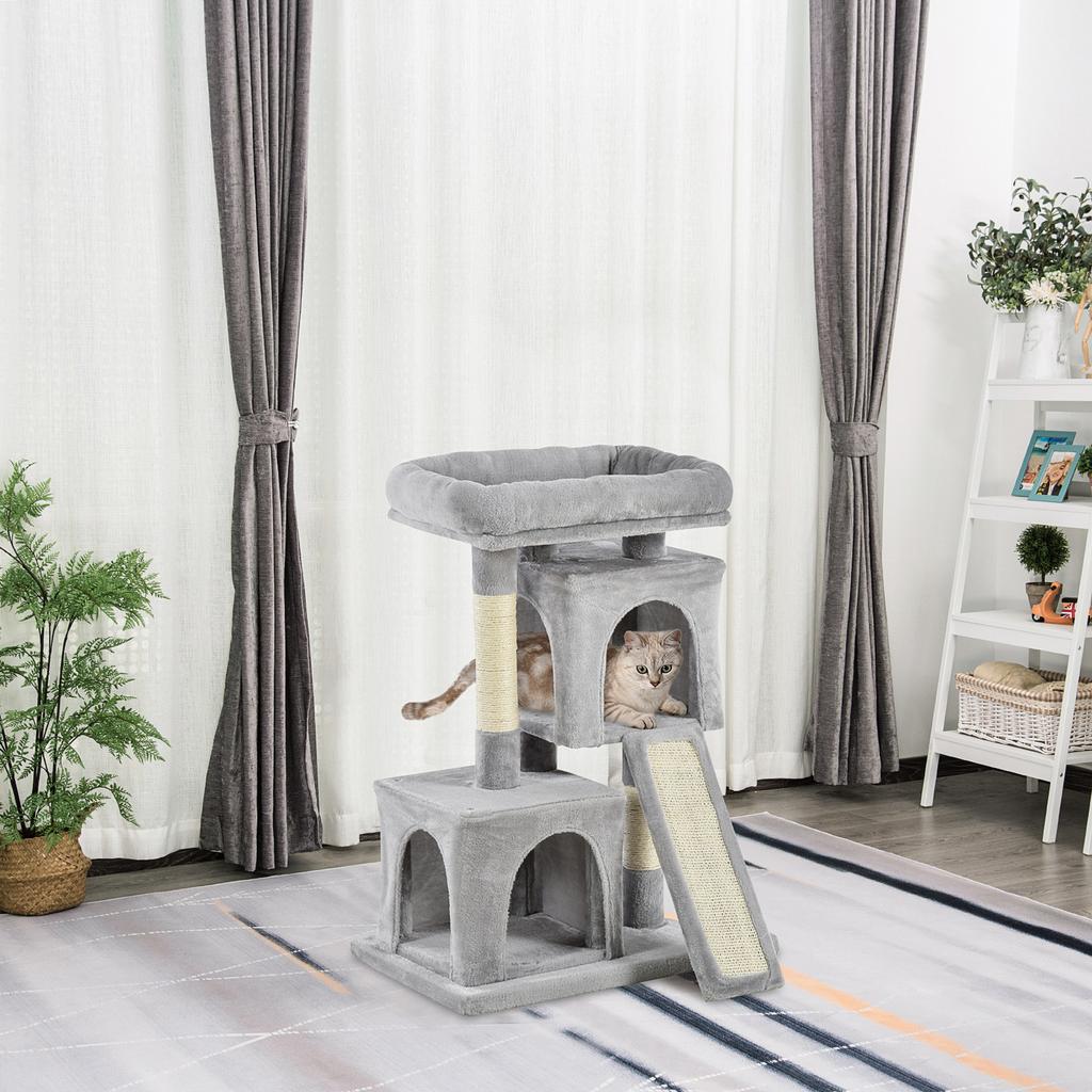 Cat Tree for Indoor Cats 81cm Cat Scratching Post Scratch Board Kitten Tower Climbing Frame Grey