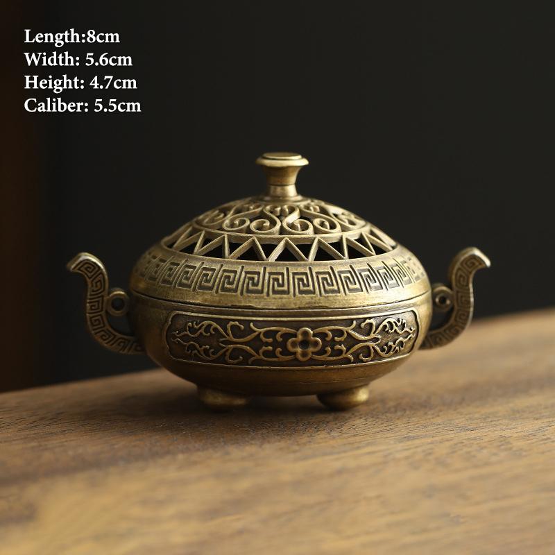 Vintage Alloy Incense Burner Stick Holder Three Legged Hollow Out Mini Sandalwood Censer Incense Burner Home Decoration