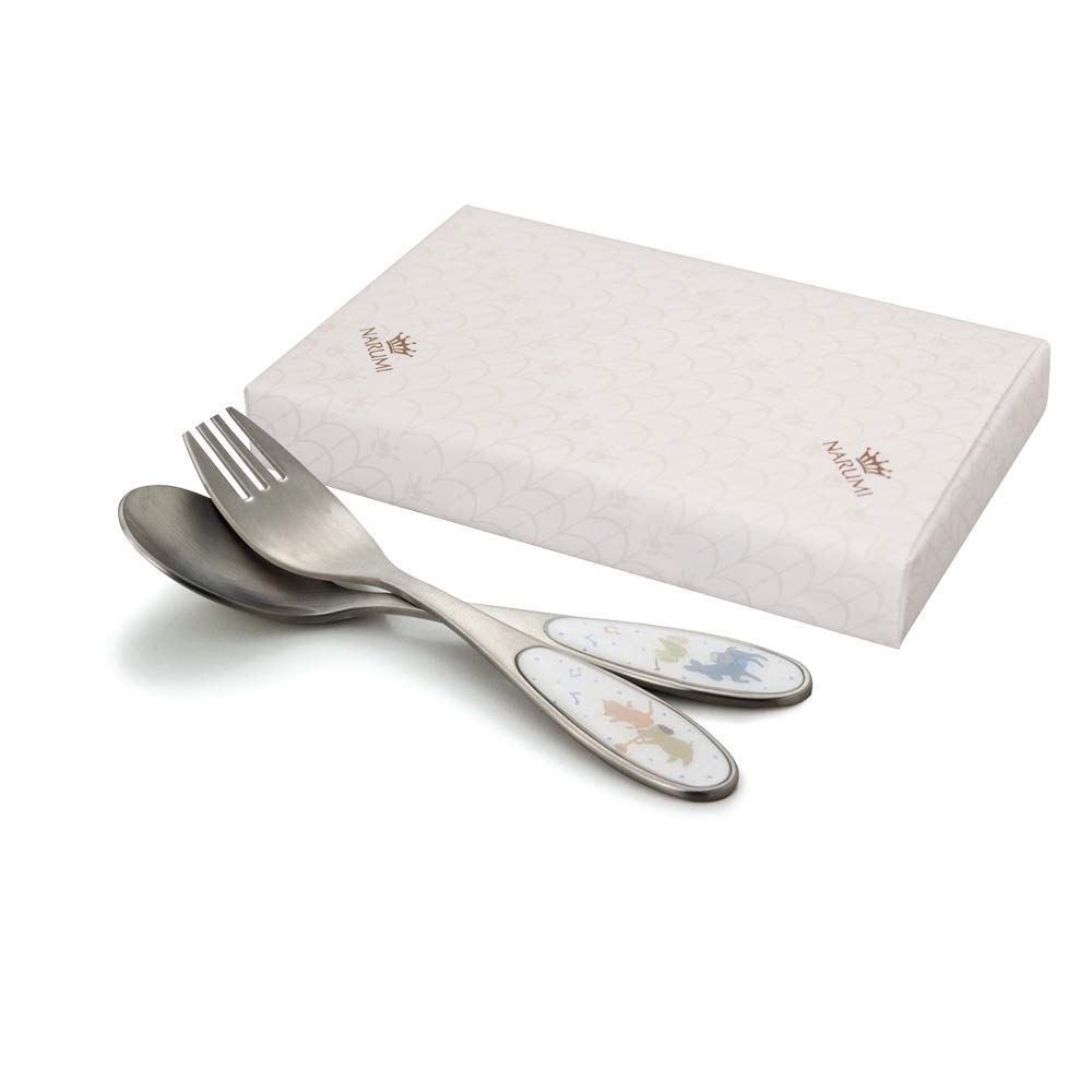 NARUMI Bremen Cutlery Set Spoon and Fork Perfect for Baby First and Weaning Narumi Original Made in Children's (2-Piece Set) - - Easy-to-Scoop