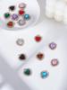 16Pcs 8 Colors Brass & Acrylic with Rhinestones Pendants, Heart, Light Gold, Mixed Color, 18x16x4.5mm, Hole: 1.4mm, 2pcs/color