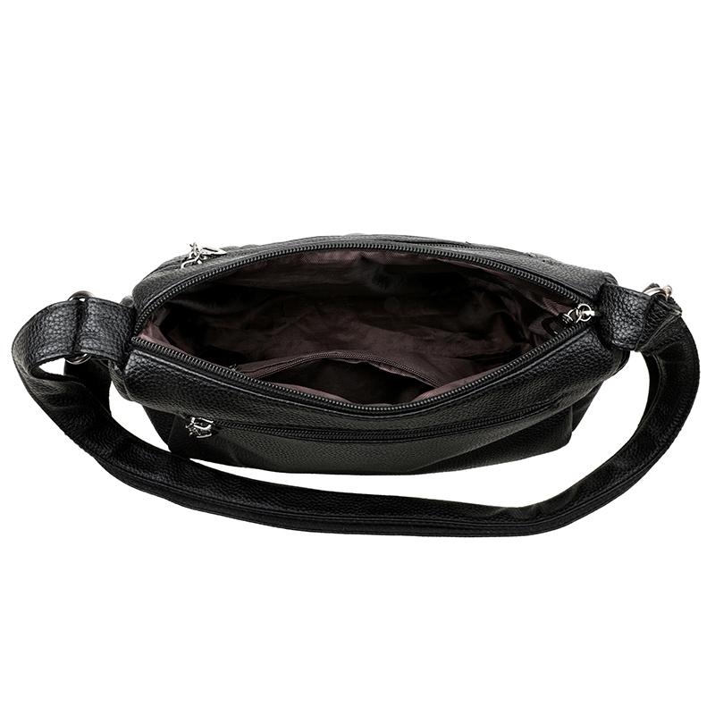 Lingge Women's Bag Soft Leather Crossbody Bag Middle-aged Mother's Bag Shoulder Bag