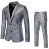 Heren Glanzende 2-delige Pakken Blazer Broek Terno Masculino Mode Feest DJ Club Kleding Smoking Pak Heren Podium Zanger Kleding