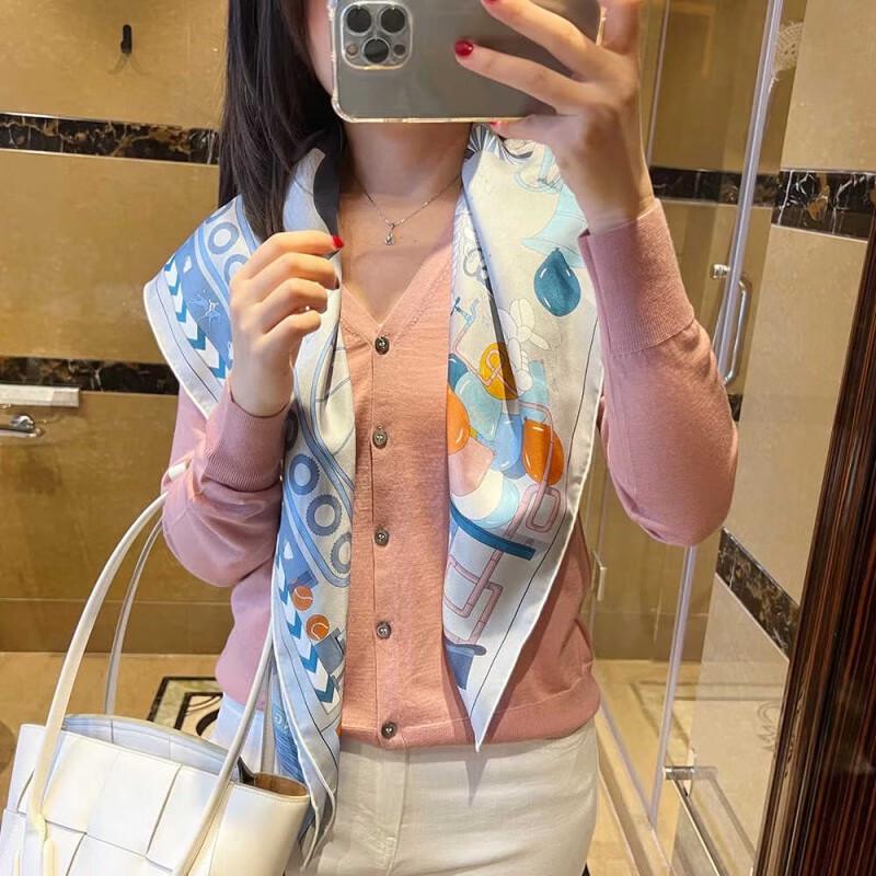 NINA SOLOR Playful Afternoon Tea Twill Silk Scarf