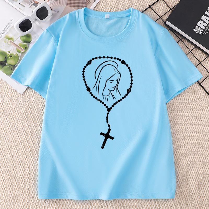 Virgin Mary God Jesus Faith Religious Catholic TShirt Unisex Print Cotton Short Sleeve Round Neck T Shirt Casual Top Unisex