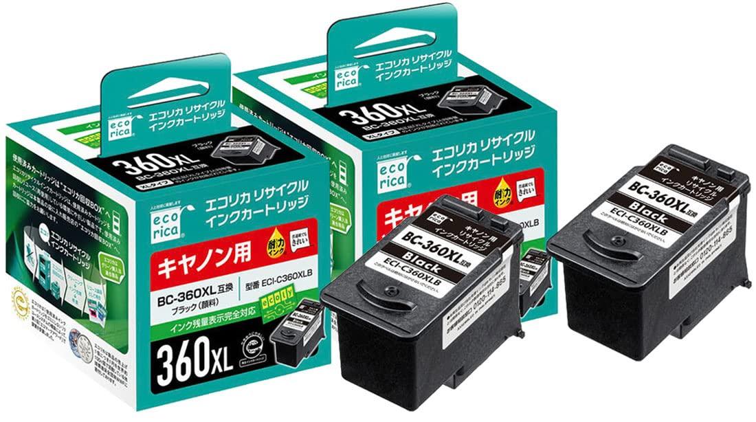 

ecorica Recycled Ink Ecorica Set of 2 BC-360XL Cartridges, Black, ECI-C360XLB, чорний
