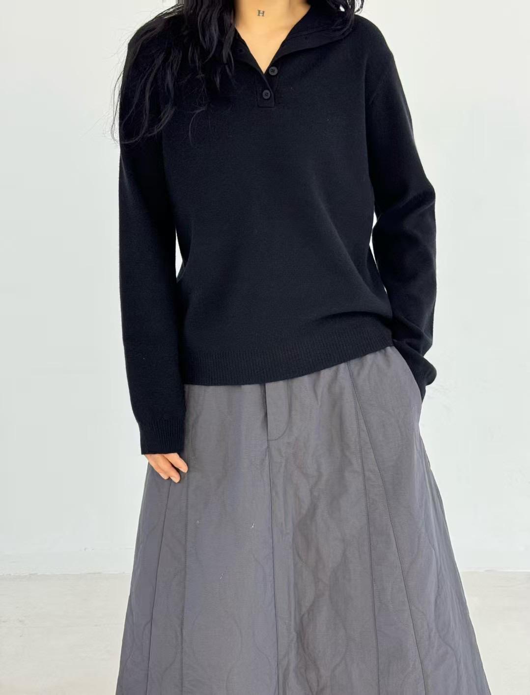 

Женская трикотажная зимняя рубашка Becabeau в корейском стиле с полувысоким воротником, больших размеров, двусторонняя. One Size чёрный