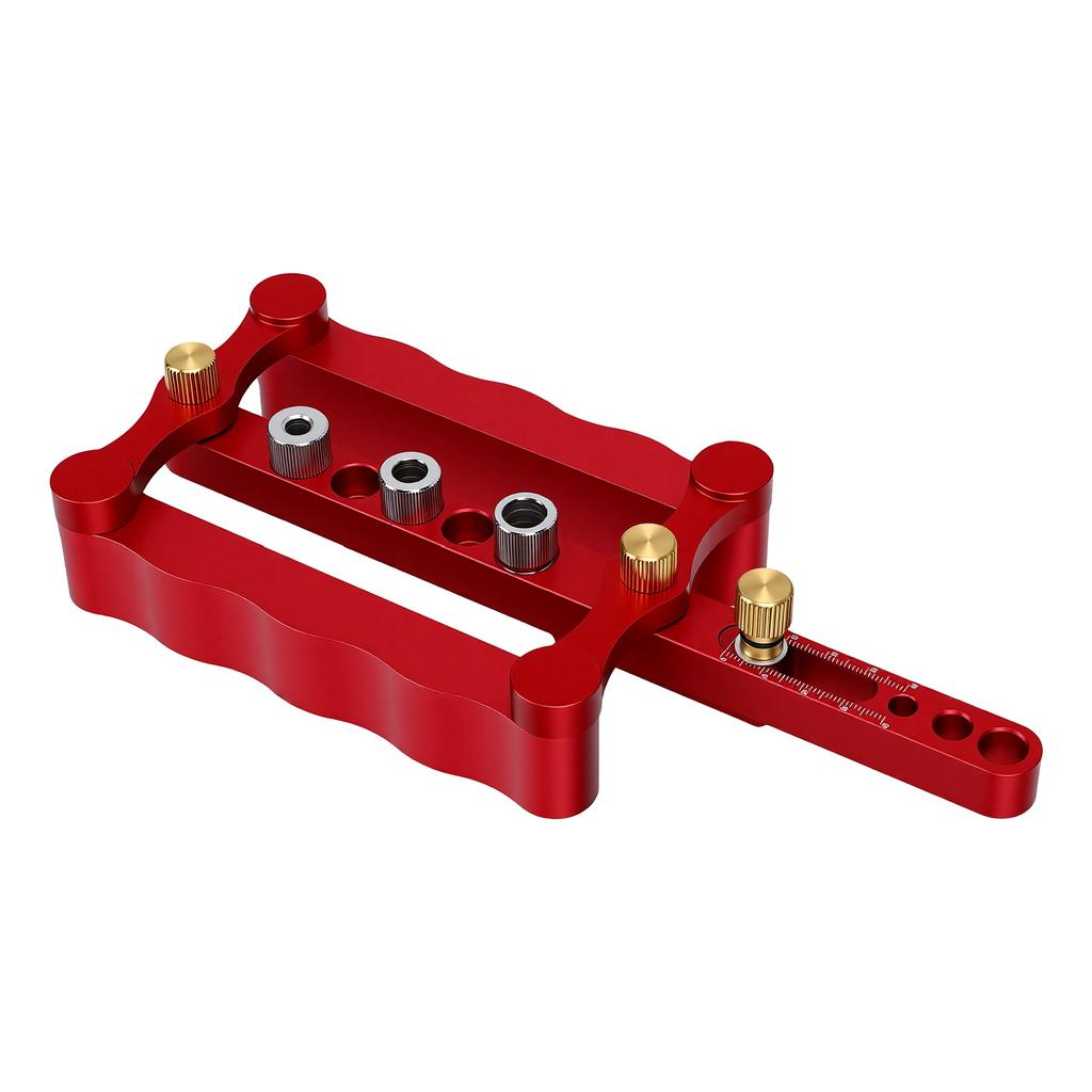 Self Centering Doweling Jig Kit Red Adjustable Woodworking Dowel Jig for Furniture Cabinet