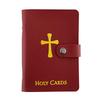 Katholischer Faux-Leder-Heiligenkartenhalter mit Druckknopfverschluss, Taschenformat-Gebetskarten-Organizer für religiöse Andacht und Kartenaufbewahrung