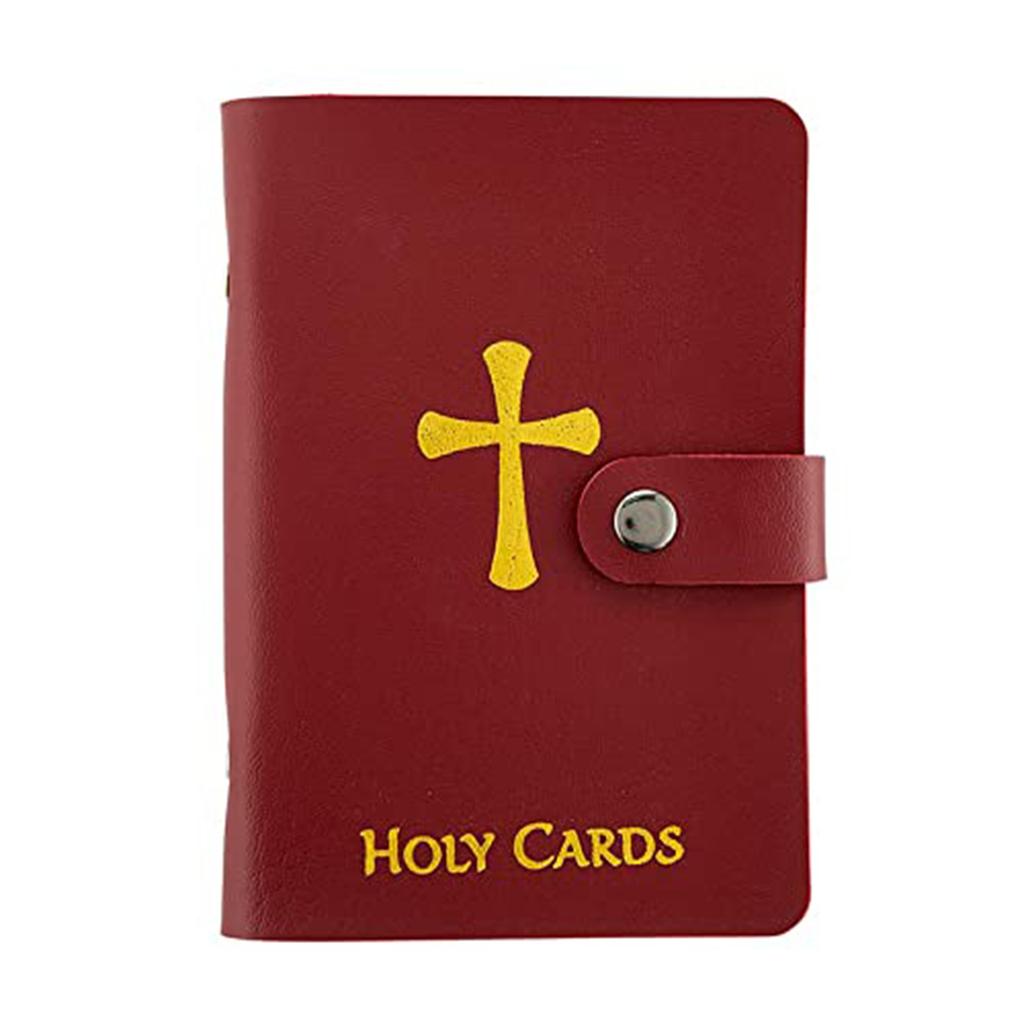 Katholischer Faux-Leder-Heiligenkartenhalter mit Druckknopfverschluss, Taschenformat-Gebetskarten-Organizer für religiöse Andacht und Kartenaufbewahrung