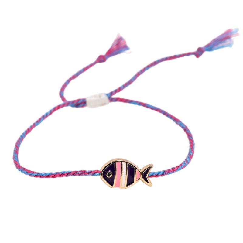 Modern Fish Charm Braided Jewelry Adjustable Length Handchain Alloy Pendant Bracelet For Stylish Daily Accessories