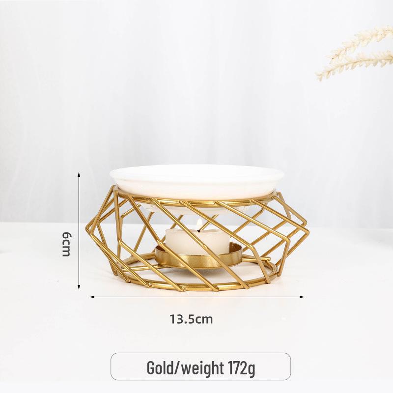 Lampă de aromaterapie transfrontalieră din fier și ceramică: Arzător de uleiuri esențiale și suport de tămâie pentru sfeșnic de birou.