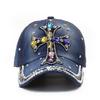 New Diamond Cross Denim Cap Fashion Versatile Outdoor Dot Diamond Shade Baseball Cap