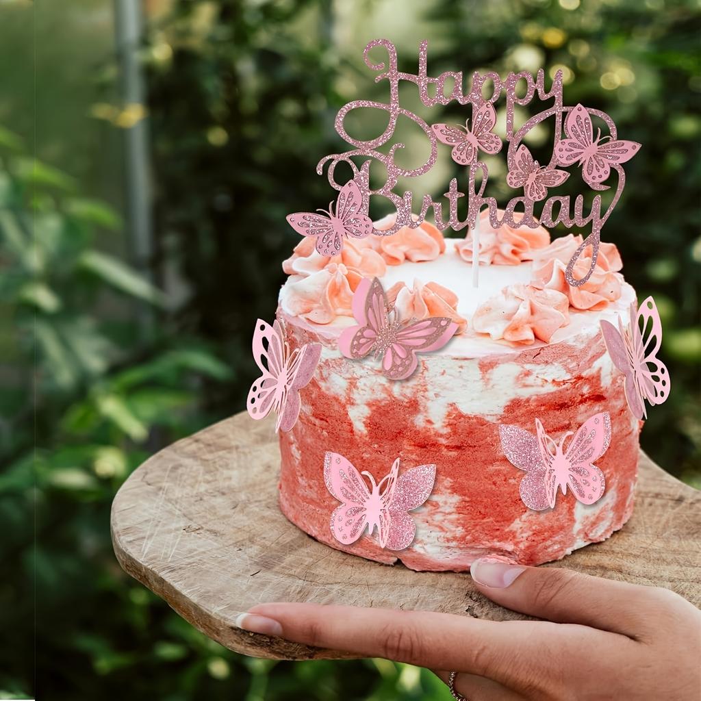 13pcs Butterfly Cake toppers, cupcake toppers, Glitter Butterfly Cake Decorations Double Layers Cupcake Picks for Wedding