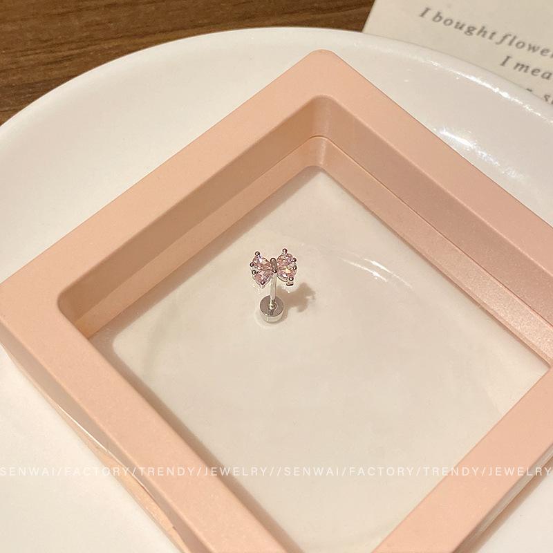 Pink Zircon Butterfly Stud Earrings Women s Small Mini Cochlear Stud Earrings Spice Girls Ears