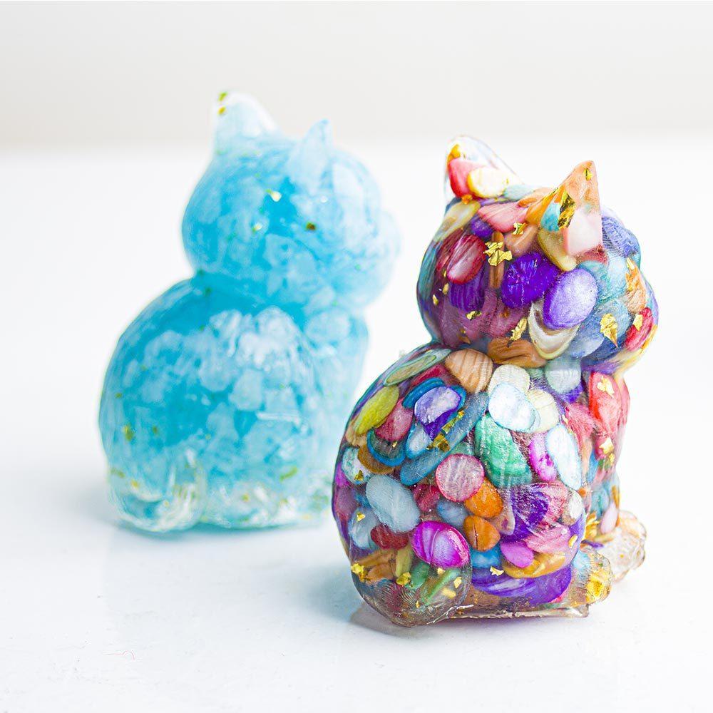 Resin Cat Aquarium Decor With Crystal Resin Resin Art For Home Office Gift