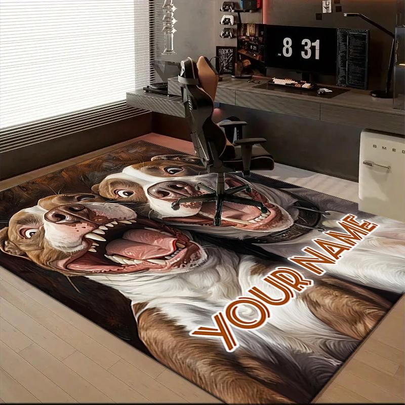 1PC Custom Name Dogs With Big Smiles Theme Floor Mat Ideal for Living Room, Game Rooms, Office, Bedroom,Floor Mat Playful Design190