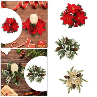 ABS Christmas Wreath Centerpiece Artificial Candle Ring Holder for Dinner Table Farmhouse Thanksgiving Decor