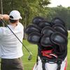 Golf Iron Magnetic Wedge Club Headcovers 9pcs Index Black Synthetic Leather Covers, Covers, Set, (4-9, P, A, S), Numbered,