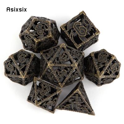 7 Pcs Black Flying Dragon Metal Dice Hollow Metal Polyhedral Dice Set Suitable for Role-Playing RPG  Board Game Card Game