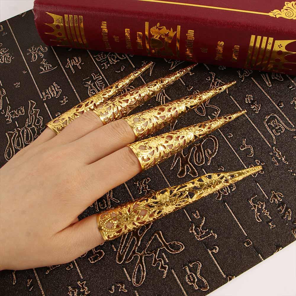 Ancient Antique Style Knuckle Rings Nail Rings Set Finger Tip Protection Belly Dance Accessories