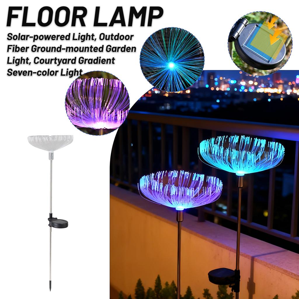 Solar-powered Light, Outdoor Fiber Ground-mounted Garden Light, Courtyard Gradient Seven-color Light.