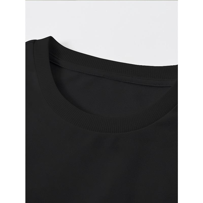 European sizes Mens T-Shirt - Evil Smile Print T-Shirt,  Breathable And Comfortable, Slightly Dropped Shoulder Design Round Neck T-Shirt