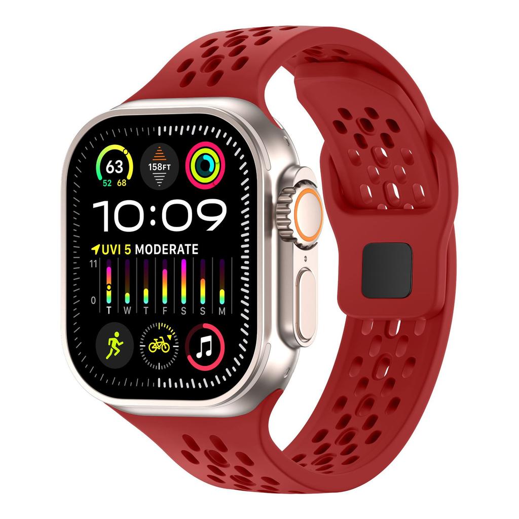 Oddychający silikonowy pasek do Apple Watch Ultra3 49mm 46mm 45mm 44mm 42mm 41mm 40mm bransoletka sportowa iWatch Series 11 10 9 8 7 6 SE3 pasek