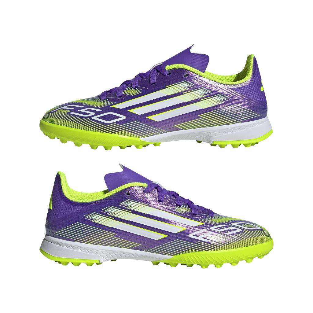 Junior Futsal Shoes F50 LEAGUE TF for Boys and Girls NIL82 Purple Lemon Cm [Adidas] 17-24.5cm Rush/Footwear White/Lucid (JI0000) 22.0