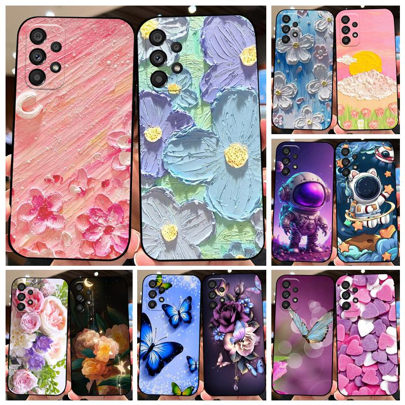 NEU Für Samsung Galaxy A23 4G Hülle A235 Blumenmuster TPU Weiches Silikon Cover Für Samsung A23 5G A236 Stoßstange Handyhülle Fundas