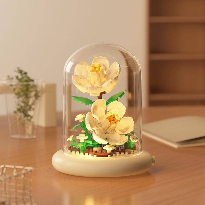 Dream Flower Box: Preserved Building Block Bouquet Set - Sunflower & Carnation. Ideal Toy for Children's Assembly.