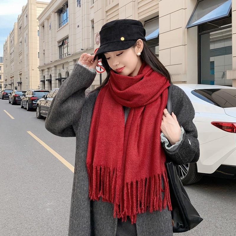 Luxury Faux Mink Scarf Women Men Solid Color Winter Warm Shawl Korean Style Chic Neck Wrap 208x70cm
