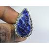Natural Blue Sodalite 925 Solid Sterling Silver Ring Size US-9 PG-130