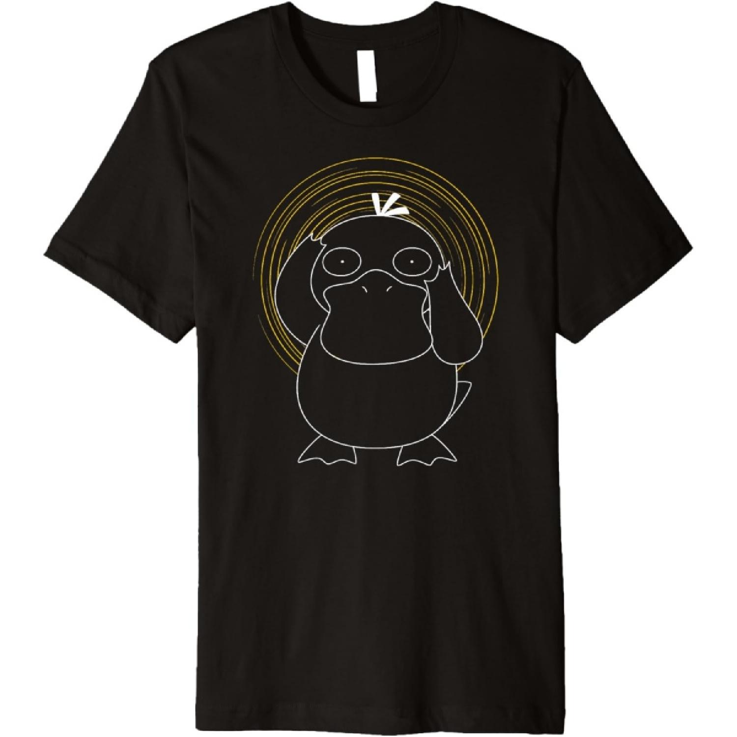Pokemon Psyduck Spiral Premium Black T-Shirt S