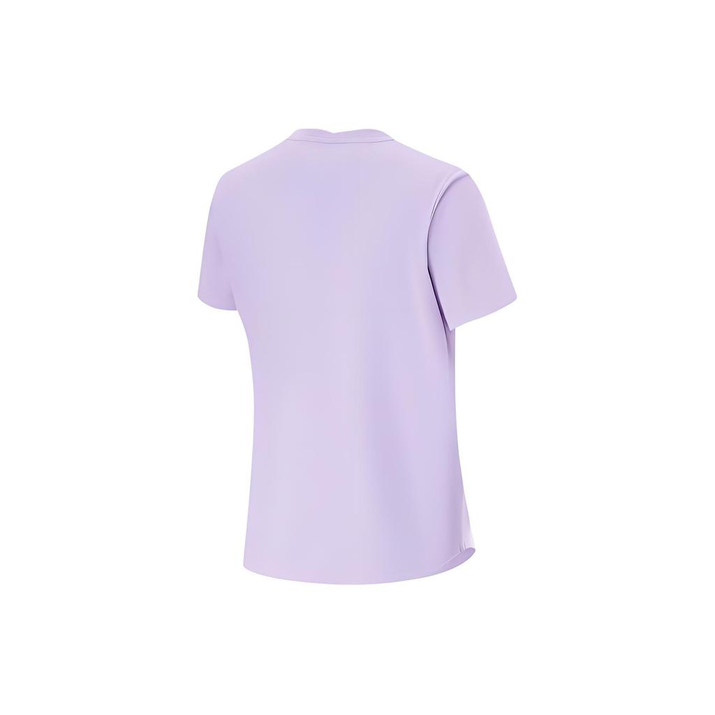 Li-Ning Fitness Serie Unifarbene Eisgefühl Feuchtigkeitsableitendes Lockeres Kurzarm-T-Shirt Damen Oberteile Flieder-Lila ATSU486-6