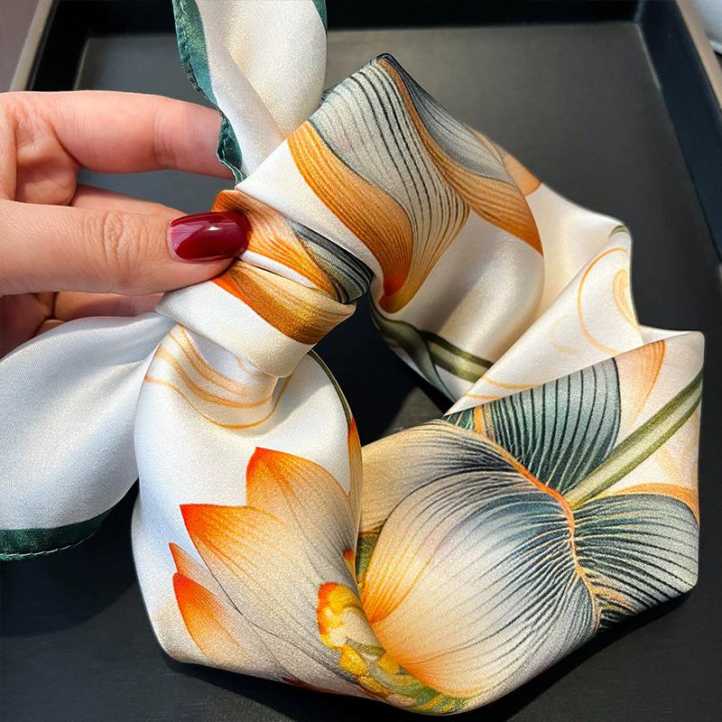 New 100% Natural Real Silk Scarf Women Bandana Square Scarves Wrap Kerchief Mulberry Spring Fashion Luxury High Quality Hijab