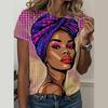 Geometric face pop art T-shirt ethnic 3d printing women's street O-neck T-shirt Harajuku Y2k top oversized