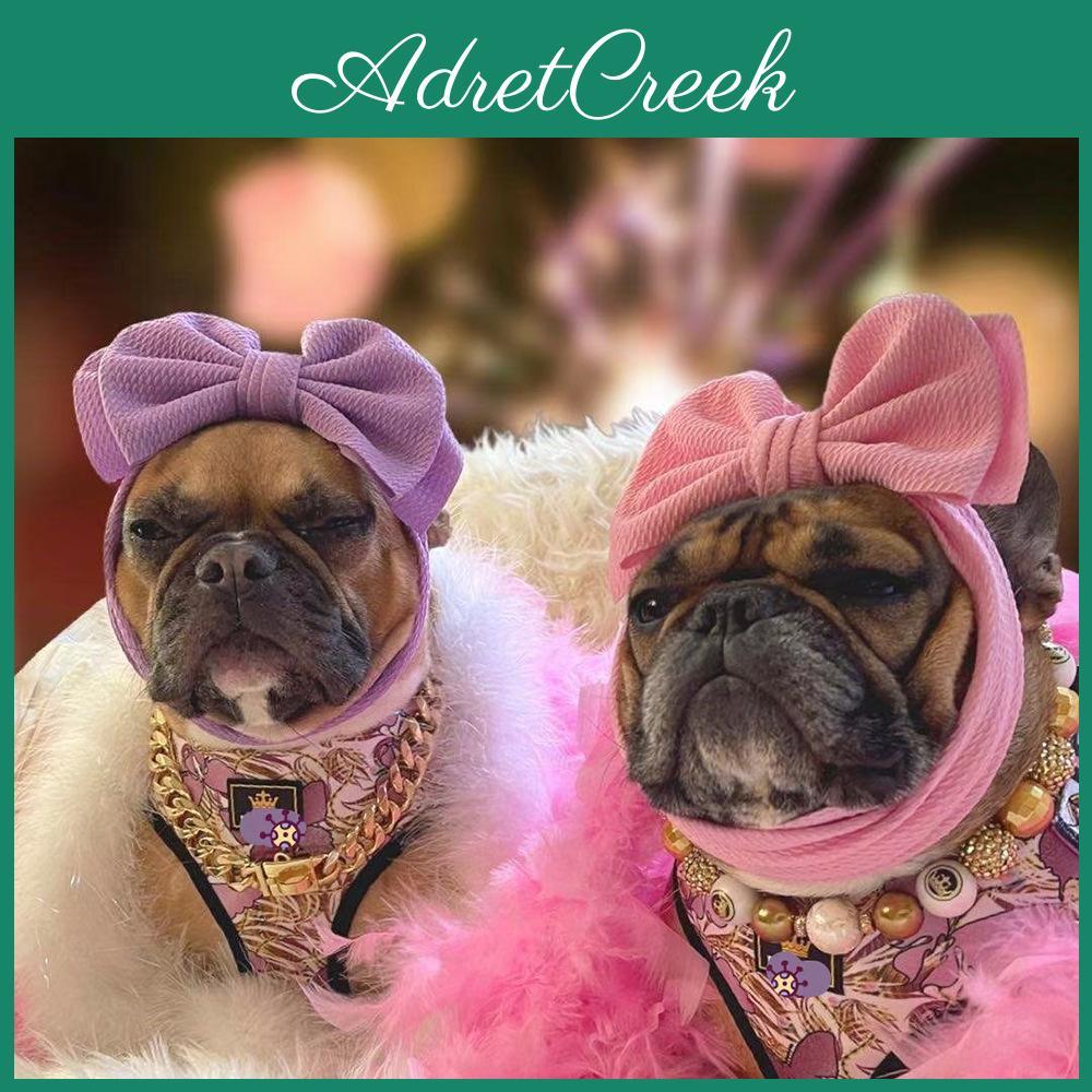 Fashionable Ins Style Bulldog Headbands With Bow Tie Design In Vibrant Colors For Pets