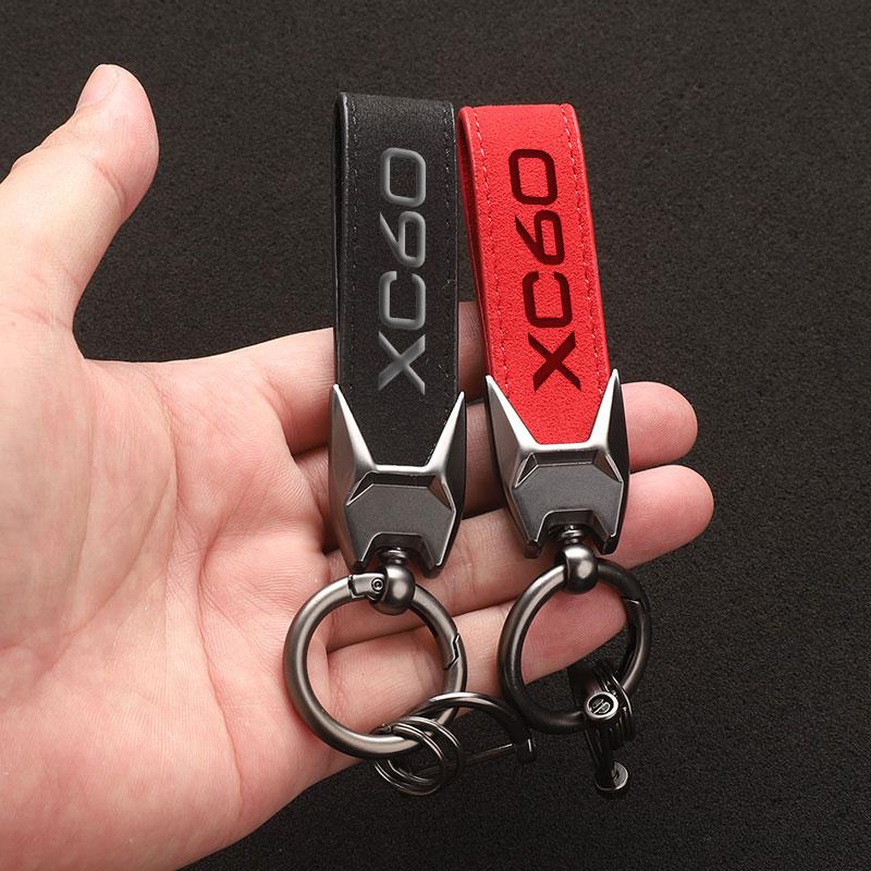 High Grade Suede Leather Car Keychain Key Rings Custom Gift 3D Imprinting with XC60 Logo For Volvo XC60 Car Accessories