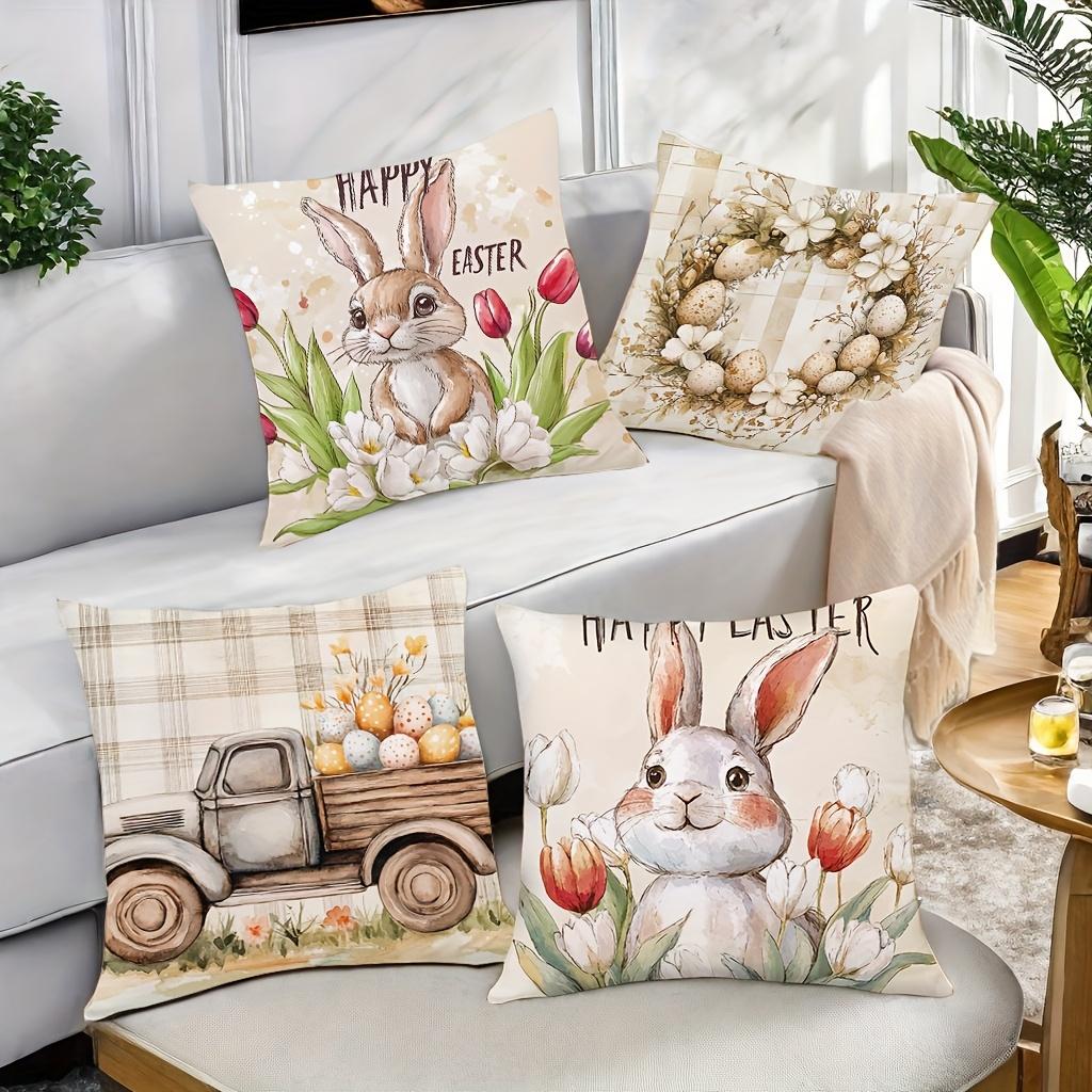4 Piece Set New Pillow Covers Easter Pattern Warm And Cozy Beautiful And Practical Suitable For Home Sofa Decoration Home